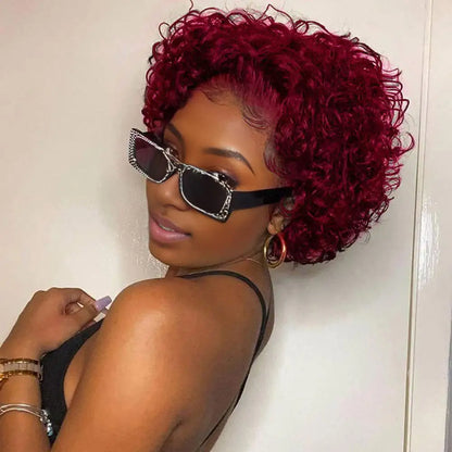 Short Wine Red Curly Wig