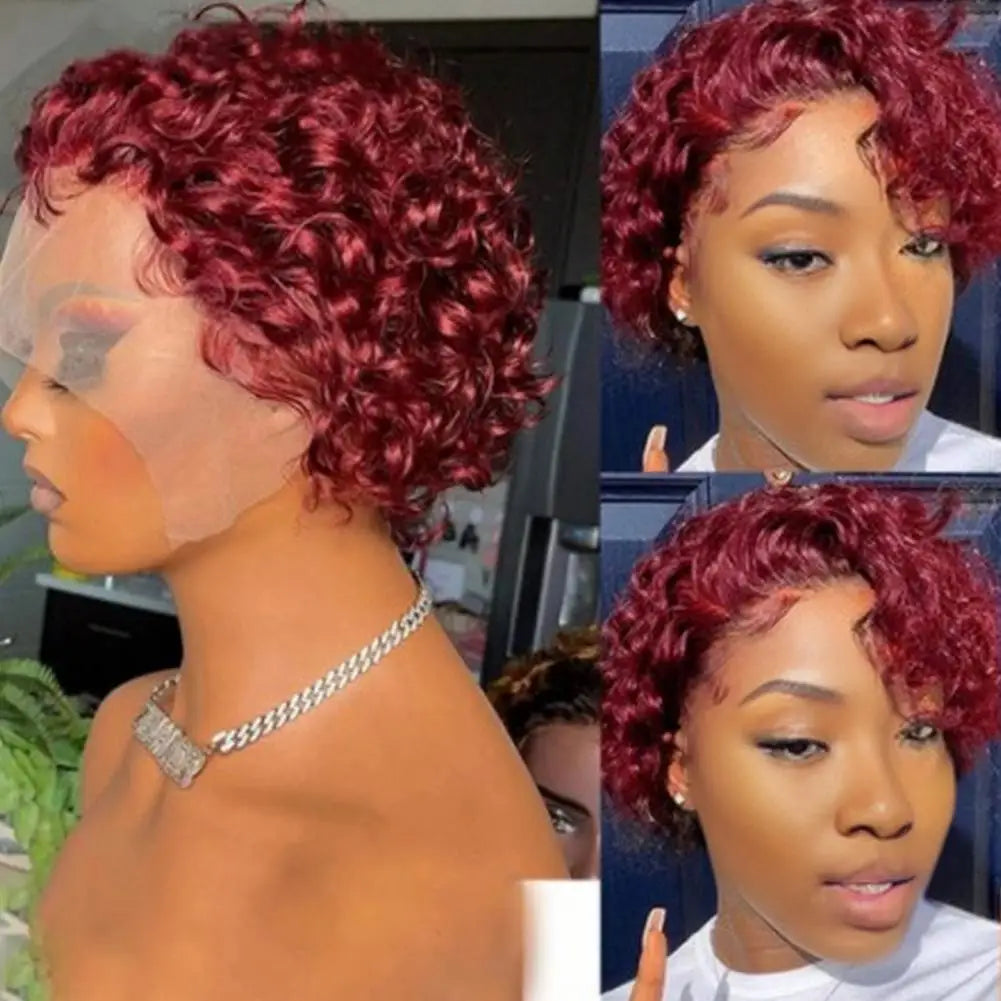 Short Wine Red Curly Wig